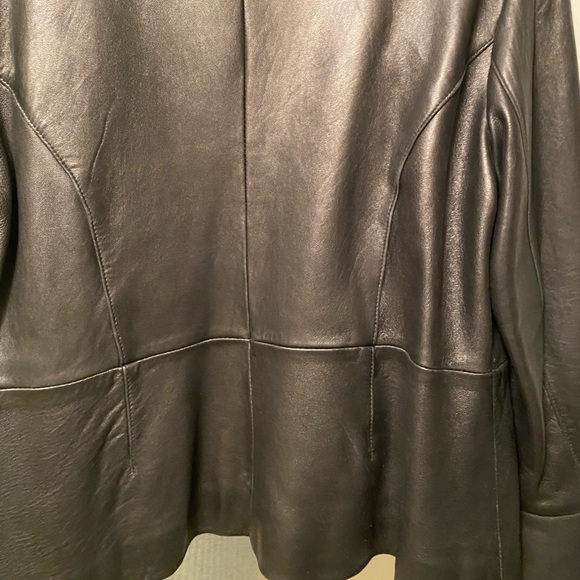 Women black lamb skin leather jacket XL - Picture 3 of 7